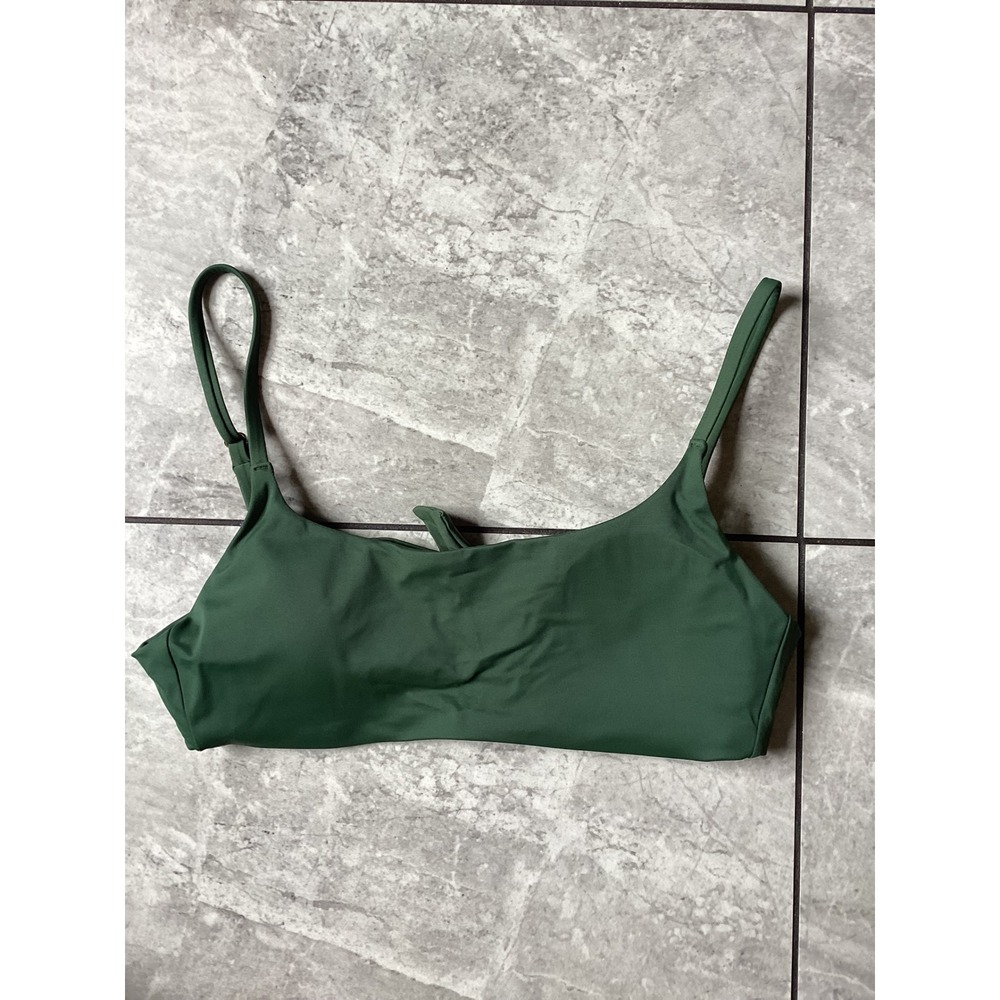 Quince Recycled Nylon Tie Back Bikini Top Green Small ATG001